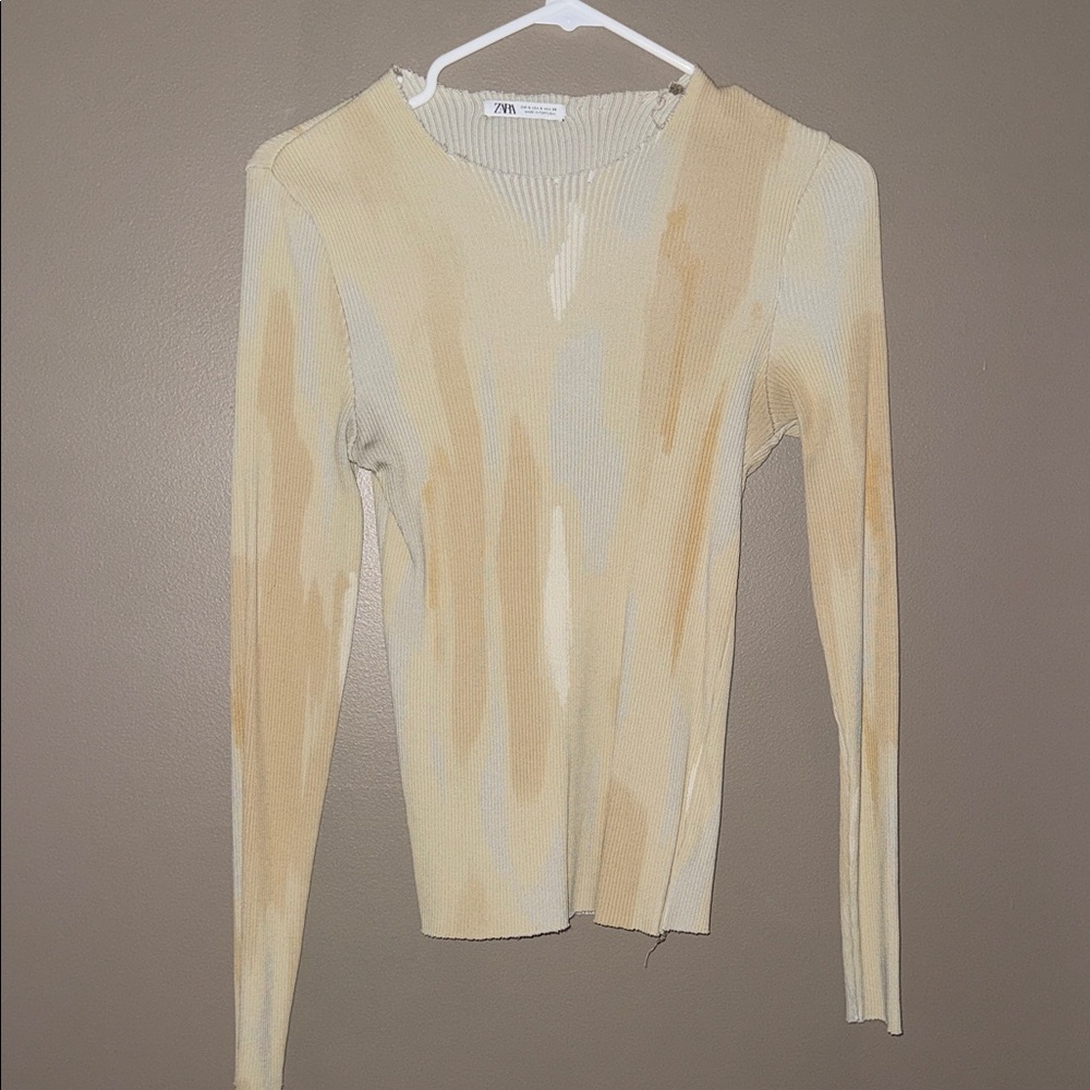 Zara Tan and Cream Knit Top